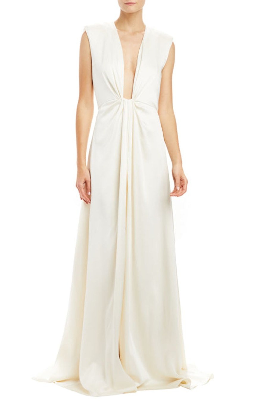 Bridal Monique Lhuillier | Plunging V-Neck Draped Gown Ivory - Bryllupskj